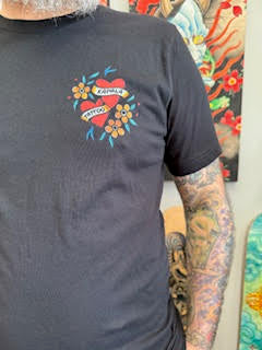 Kapala Tattoo logo with American Traditional Hearts T-shirt