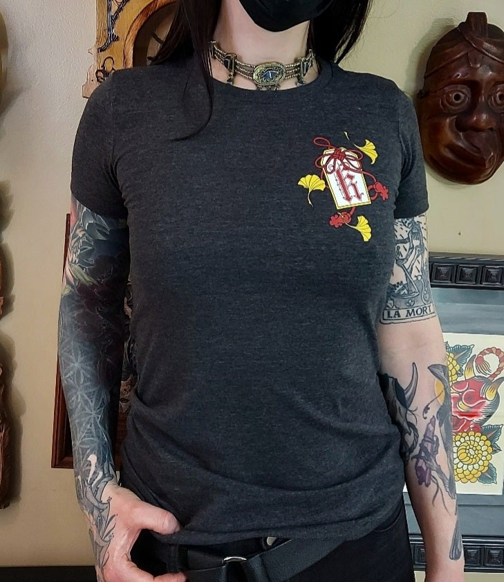 Women's Ginko leaf with Hannya and Snake T-shirt