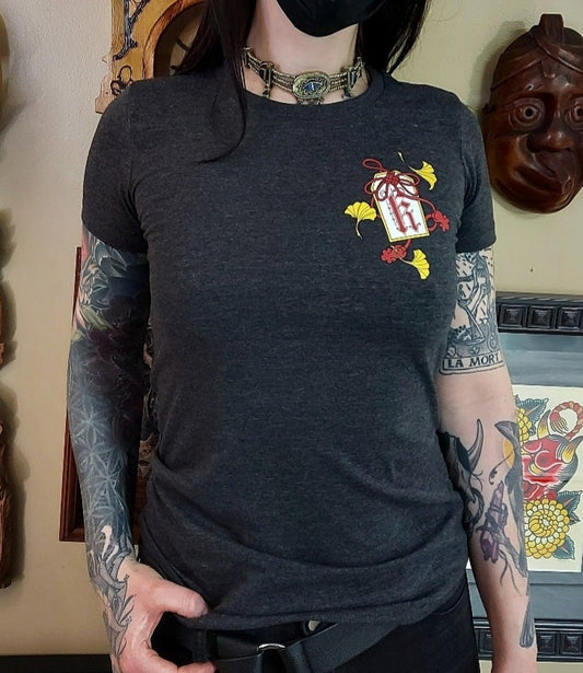 Women's Ginko leaf with Hannya and Snake T-shirt